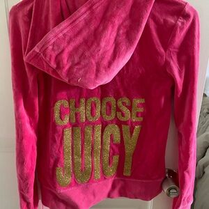 Juicy Couture Pink Hoodie with Gold Glitter Text